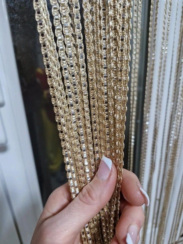 Cortinas hilo beige/doradas