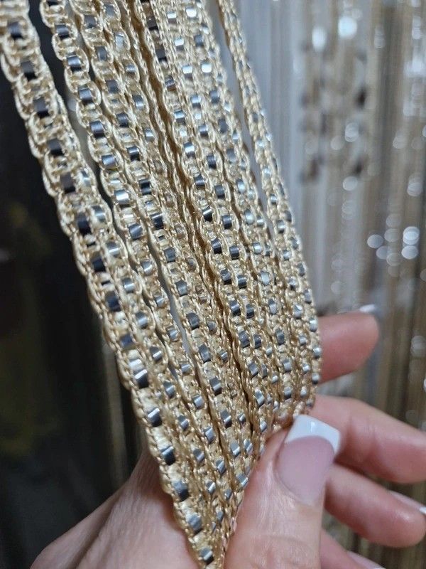 Cortinas hilo beige/doradas