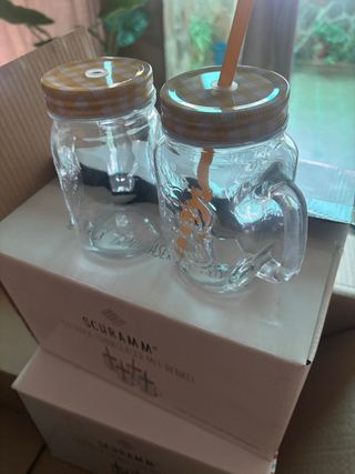 Vasos mason jarra con pajitas - 12 unidades