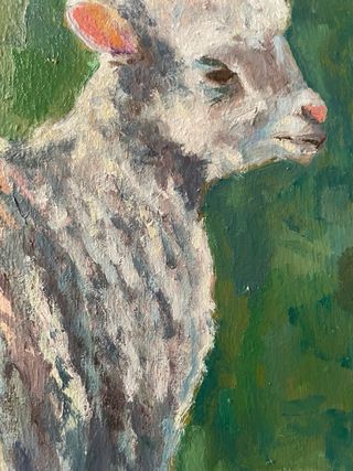 Cuadro original al óleo ,cordero