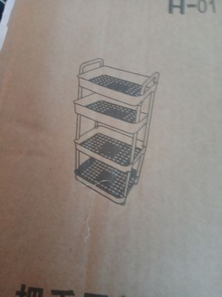 Carrito de 4 niveles - gris y blanco