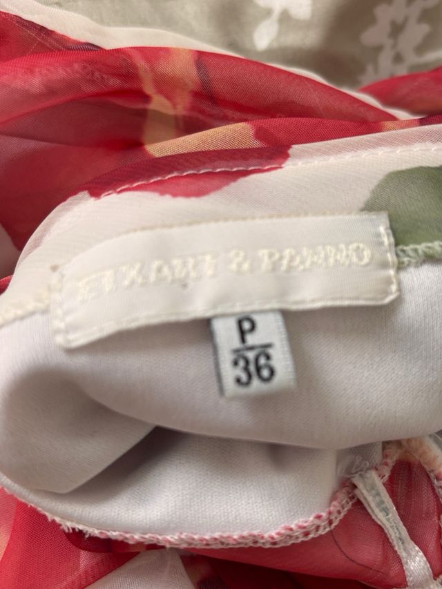 Vestido largo floral rojo-blanco-verde