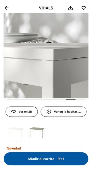 Mesa comedor/cocina Blanca extensible
120/180x74cm