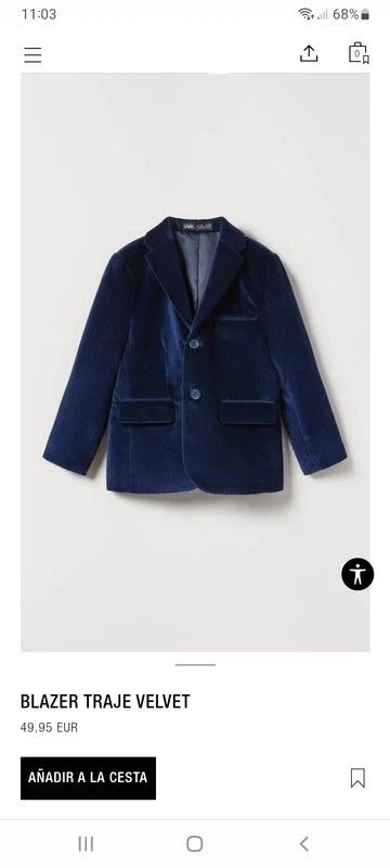 Blazer terciopelo azul para niño