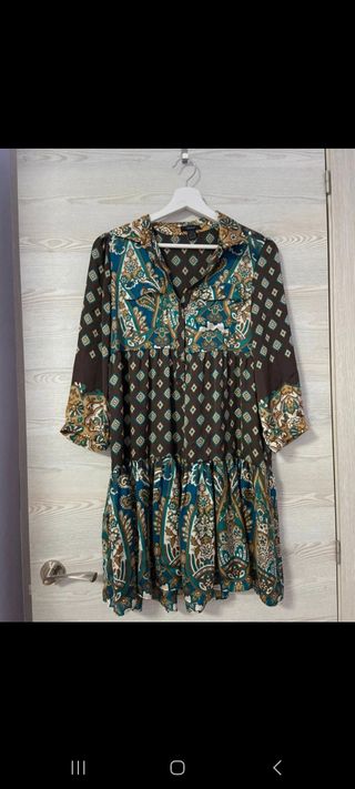 Vestido boho marrón-teal