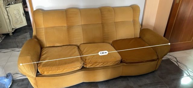 Sofá 3 plazas - terciopelo beige