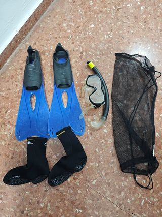 Aletas Tribord + Máscara+tubo+ Bolsa,talla 38-39