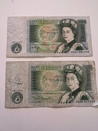2 Billetes £1 Antigua Libra Esterlina L