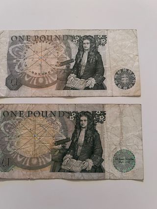 2 Billetes £1 Antigua Libra Esterlina L