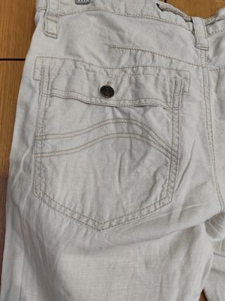Pantalón lino beige hombre