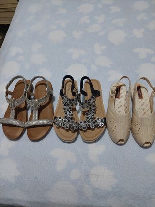 Sandalias Plata y Beige
