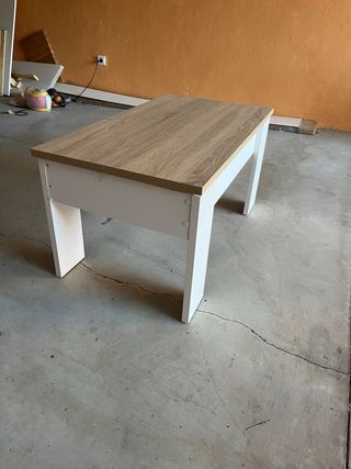 Mesa centro elevable blanco-marrón
