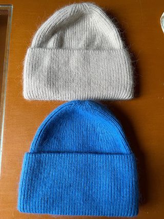 2 Gorros lana - beige, azul