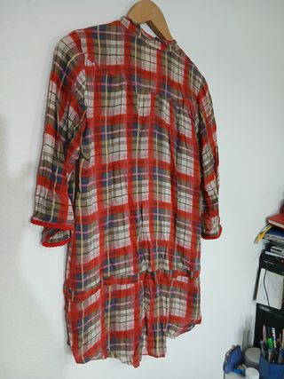 Camisa cuadros roja y beige