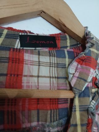 Camisa cuadros roja y beige