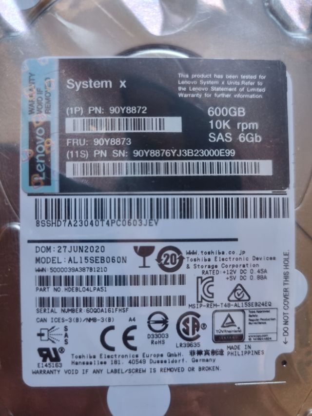 HDD Lenovo 600GB SAS 10K