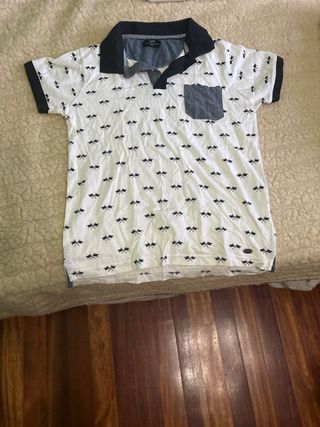 Polo manga corta - blanco y azul