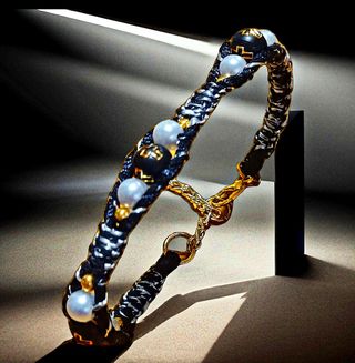 Pulsera negra y blanca con perlas