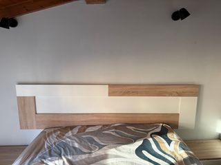 Cabecero cama madera blanco-marrón