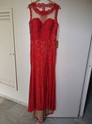 Vestido Largo Rojo Fiesta Talla L
