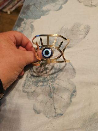 Pulsera y anillo ojo turco dorados
