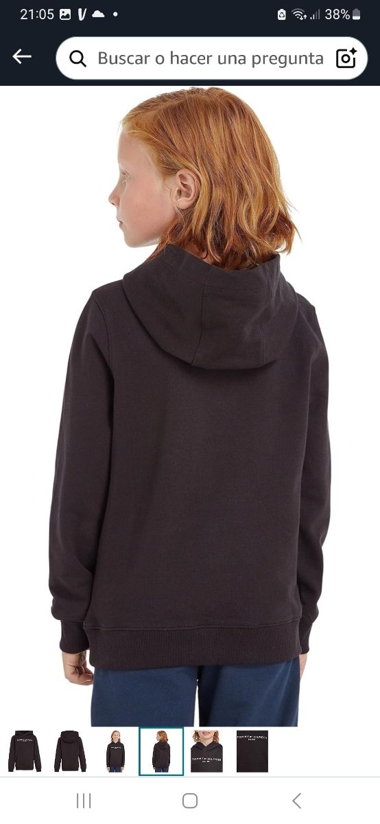 sudadera Tommy Hilfiger negra con capucha