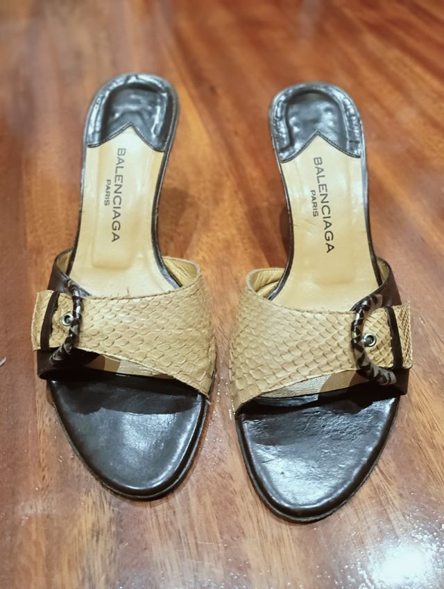 Sandalias Balenciaga tacón camel-marrón chocolate
