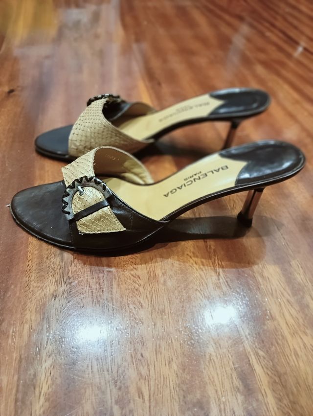 Sandalias Balenciaga tacón camel-marrón chocolate