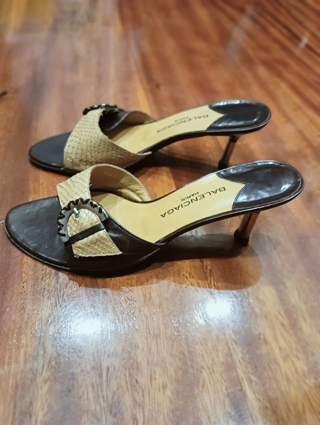 Sandalias Balenciaga tacón camel-marrón chocolate
