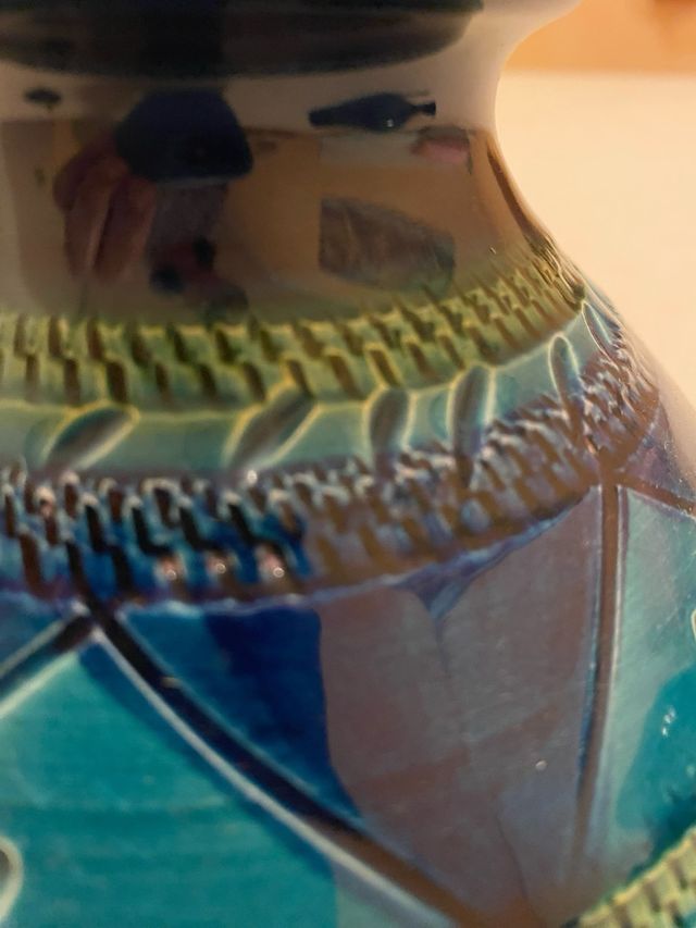 Lampada e vaso ceramici italiani nuovi
