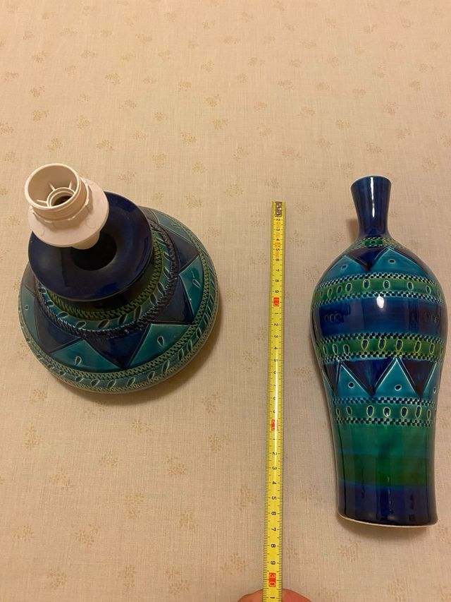 Lampada e vaso ceramici italiani nuovi
