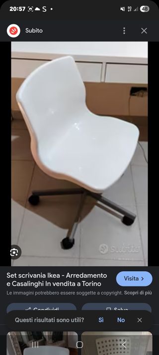 Sedia Ikea bianca girevole