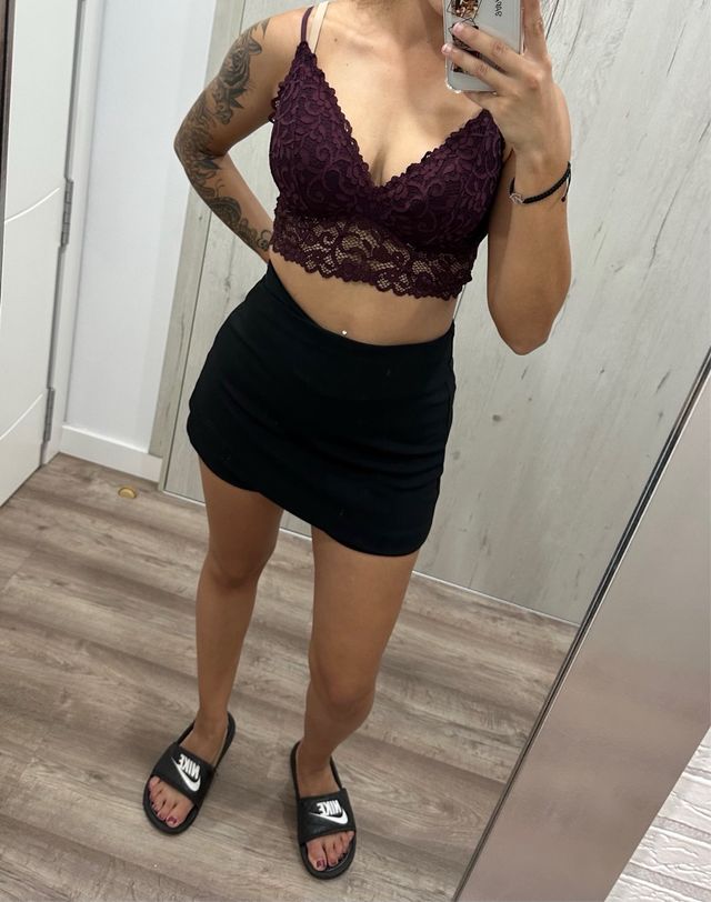 Top Encaje Granate XS