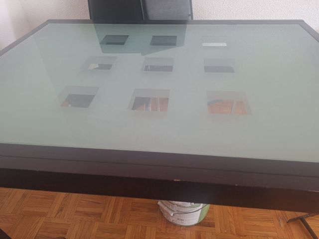 Mesa comedor cristal-madera