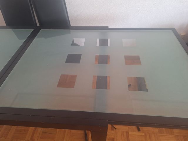 Mesa comedor cristal-madera