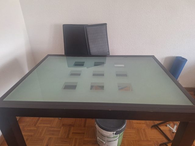 Mesa comedor cristal-madera