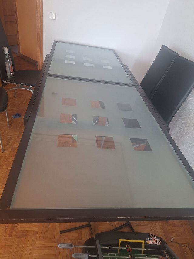 Mesa comedor cristal-madera
