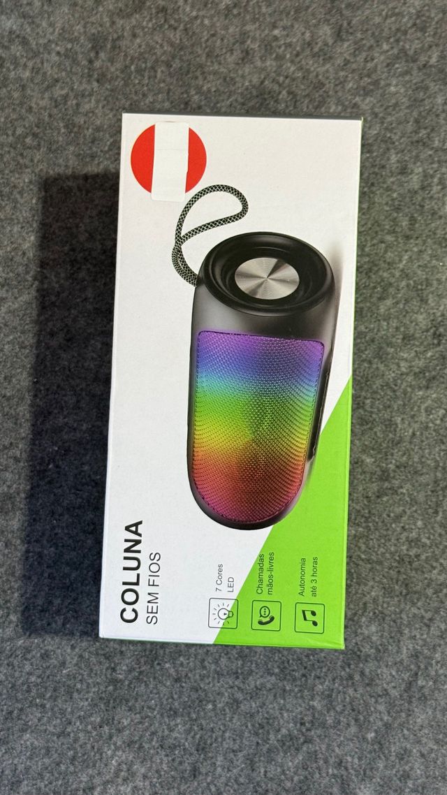 Coluna Bluetooth Portátil LED