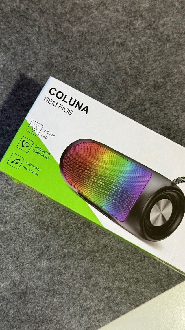 Coluna Bluetooth Portátil LED