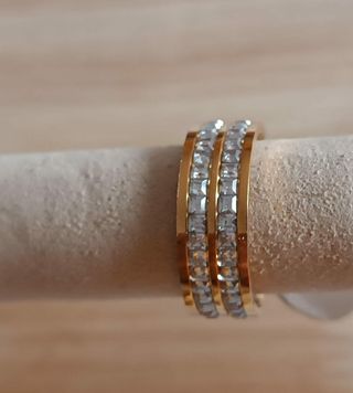 Anillo doble acero inoxidable dorado