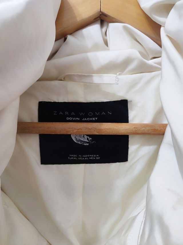 Abrigo acolchado blanco Zara mujer Talla XL