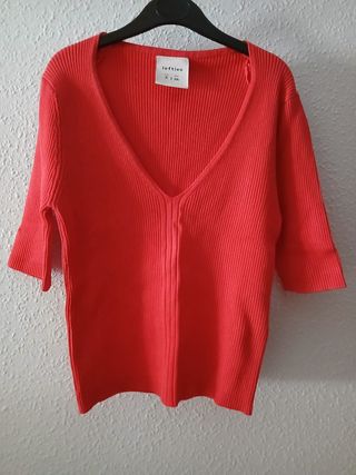 Top Lefties coral canalé talla S