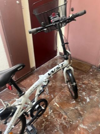 Bicicleta plegable WST ligera + cesta