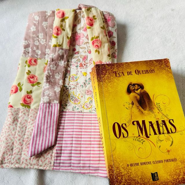 Capa p/Livro + Marcador - Rosa shabby chic