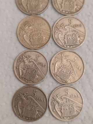 12 Monedas 5 Ptas Franco.Con errores de acuñacion