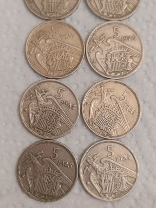 12 Monedas 5 Ptas Franco.Con errores de acuñacion