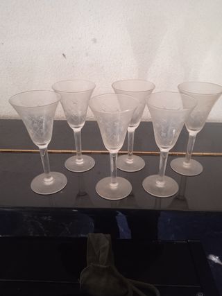 6 Copas Vino - Cristal Esmerilado