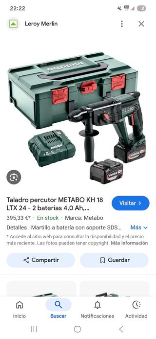  Maletin +Taladro percutor Metabo + baterías 