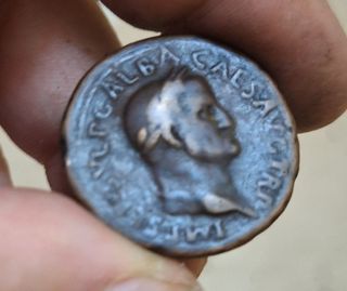 Galba!Moneda romana!Raro y escaso as!Completo!!
