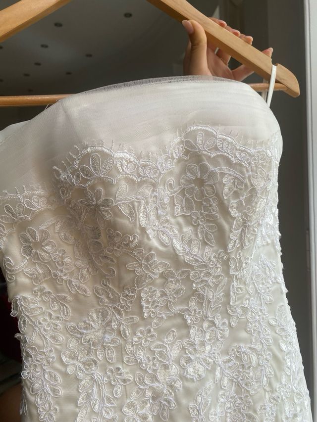 Vestido de novia sirena encaje crema S con cola